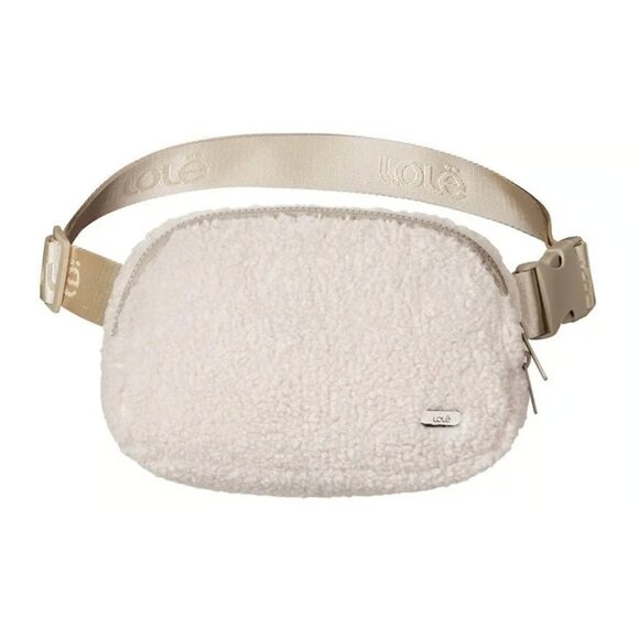LOLE Fuzzy Sherpa Belt Bag Adjustable Crossbody Fanny Pack Convertible Cream - Picture 1 of 4